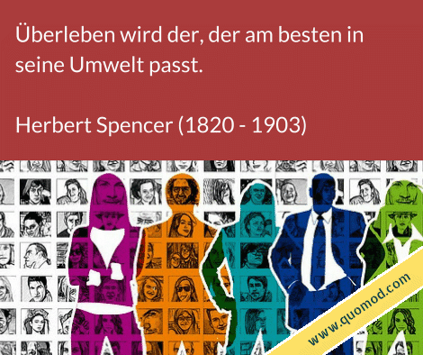 Zitat von Herbert Spencer: Überleben wird der, der am besten in seine Umwelt passt.