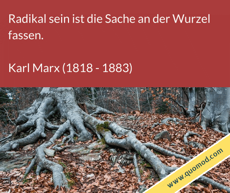 Zitat von Karl Marx: Radikal sein ist die Sache an der Wurzel fassen.